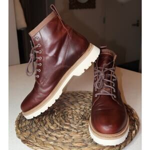 COLE HAAN Mens Brown American Classics Round Toe Block Heel Leather Boots 10